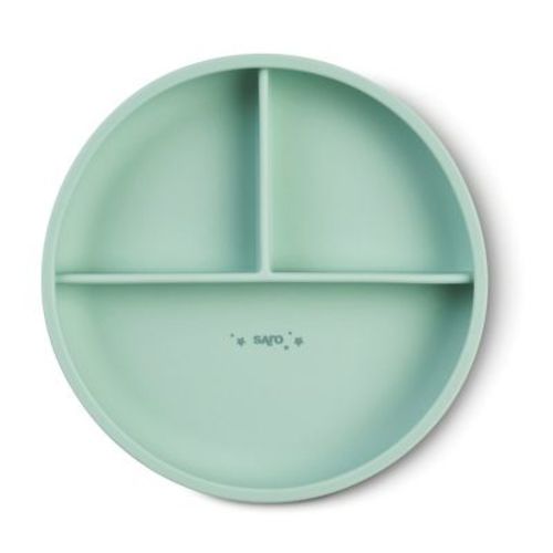 SARO "Food & Fun" 3-Compartment Silicone Plate - Mustard: Suction Base, Baby Feeding Plate for BLW