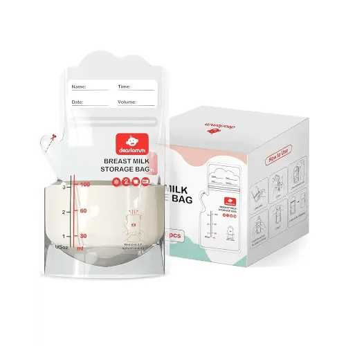 dearlomum BPA-Free Breastmilk Storage Bags - 200 Pcs, 3 Ounce, Self-Standing with Pour Spout, Space-Saving Flat Profile, Ideal for Convenient Breastfeeding and Milk Storage, dearlomum BPA-Free Breastm