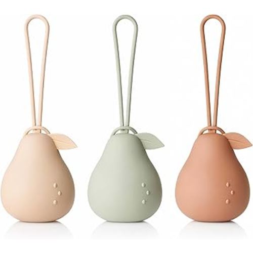 Andy Bear Silicone Pacifier Holder Case, Baby Paci Storage Case Silicone, Portable Leakproof One-Piece BPA-Free Set of 3-Ivory Sage Brown