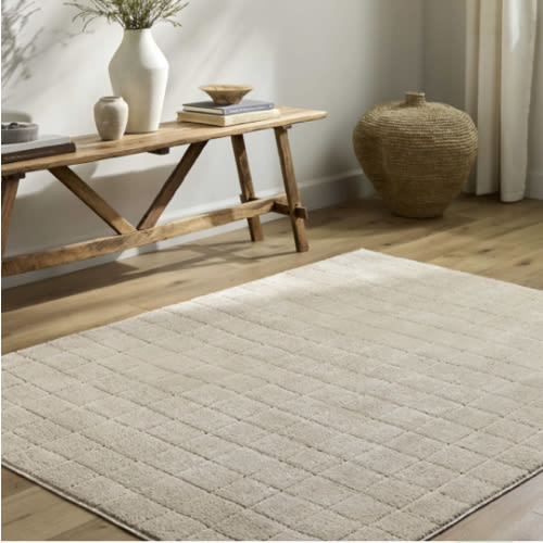 Cascade Checkered Beige Area Rug | Our PNW Home X Livabliss