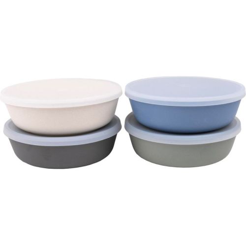 WeeSprout Bamboo Kids Bowls, Set of Four Kid-Sized Dinnerware, Cereal, Leftovers & Snack Bowl