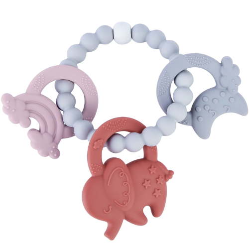 Teething Toys 0-6 Months BPA Free Silicone Teethers for Babies 6-12 Months Baby Chew Toys, Silicone Teething Ring for Infant Newborn (Red Elephant)