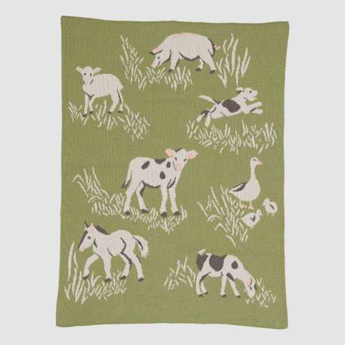 Baby Cotton Knit Blanket - Farm