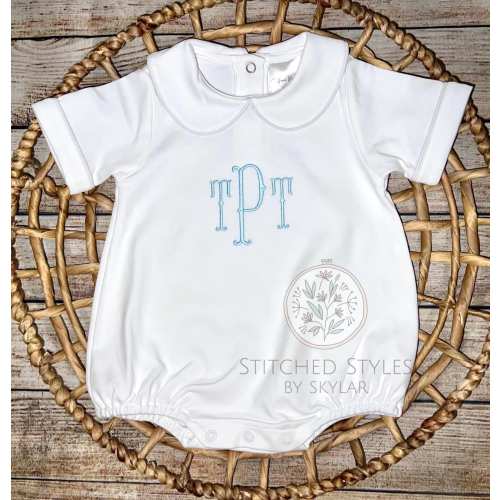 Baby or Toddler Boys Collared Bubble, Embroidered, Monogrammed, Personalized, Summer Outfit, Spring Outfit, Baby Going home outfit, Romper