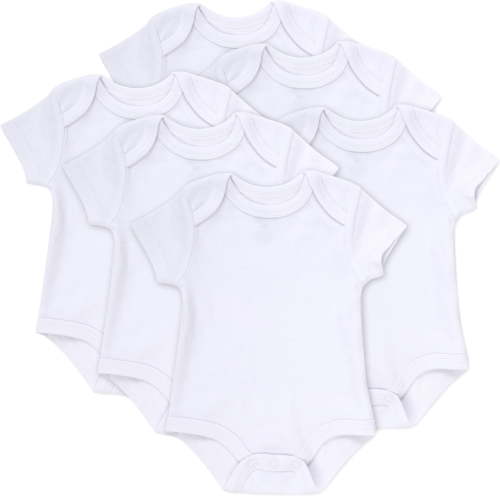 Baby Essentials Newborn Unisex Baby Boys & Girls of 0 Months Plain White 6 Piece Bodysuit Set