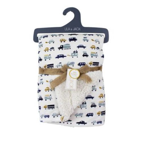 Lila And Jack Mink/faux Shearling Blanket With Transportation Design