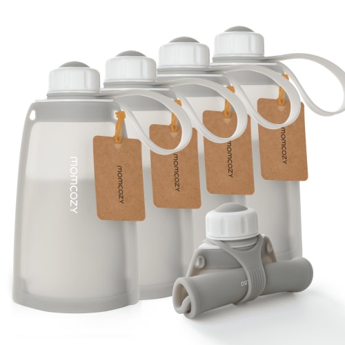 No Leak Momcozy Silicone Breastmilk Storage Bags, Reusable Breastmilk Bags, 8.5oz/250ml 5Pcs HSA/FSA Eligible