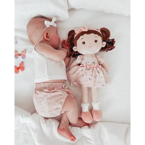 Soft Baby Doll Toys (16''), My First Baby Rag Doll for 1 Year-Old Girl Birthday Gift, Leya Doll Christmas Plush Toys Gift for Toddler Kids Infants -Princess Breeze - Princess Breeze-pink
