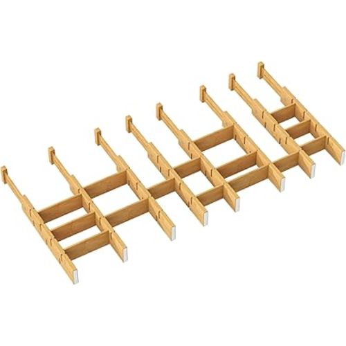 Kitchen Drawer Dividers - Adjustable Drawer Organizer for Clothes, Kitchen, Closet & Office - 8 Pack with Inserts, 13.8-18.8 Inches, Non-Slip Silicone Ends