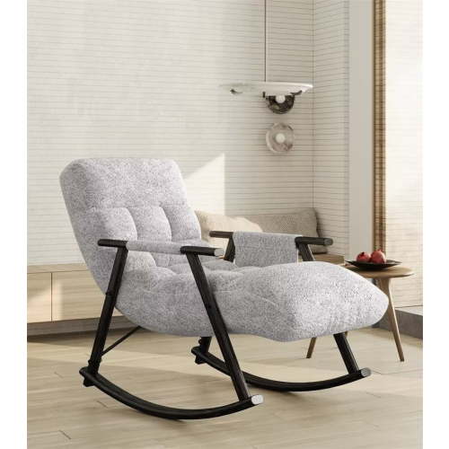 Rocking Chair Nursery - Modern Teddy Gliding Rocker Chair Lounge Chair with Adjustable High Back and Footrest, Glider Recliner Nursery Chair for Living Room Bedroom Office, Grey