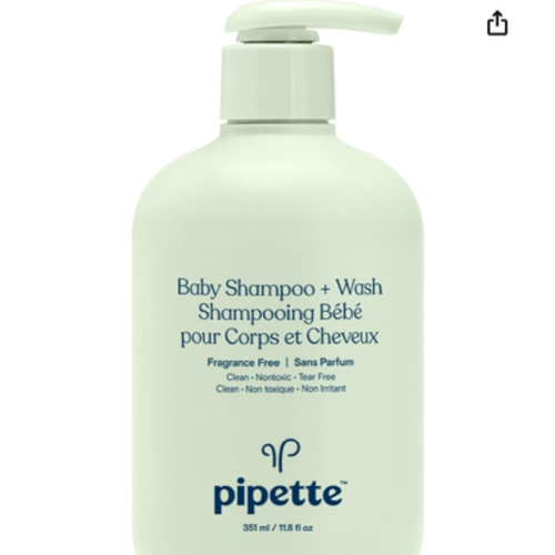 Pipette Baby Shampoo and Body Wash - Fragrance Free, Tear-Free Bath Time, Hypoallergenic, Moisturizing Plant-Derived Squalane, New Formula, 11.8 fl oz