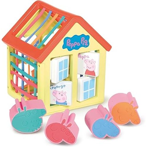 TOMY Toomies Grow with Peppa Pig - Peppa’s Activity House - Kids’ Activity Center with Sensory Shape Sorting and Color Matching Games - Includes 4 Peppa Pig Family Textured Blocks - 18 Months and Up