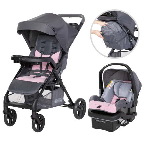 Baby Trend Passport Cargo Travel System with Extra Storage and EZ-Lift Plus Infant Car Seat, Pink