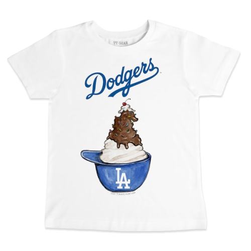 Los Angeles Dodgers Tiny Turnip Infant Sundae Helmet T-Shirt - White