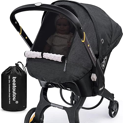 Waterproof Winter Baby Car Seat Cover Compatible with Doona Car Seat and Stroller,Patented Windproof Car Seat Canopy for Boys & Girls, Keeps Babies Warm and Coz(Black)