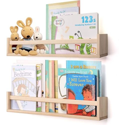 Gneric Floating Shelves for Wall, 23.6 inch Burlywood Nursery Book Shelves, Wall Shelves for Living Room Bedroom Decor,Kitchen Spice Rack,Bathroom Storage Rack(2 Pack)