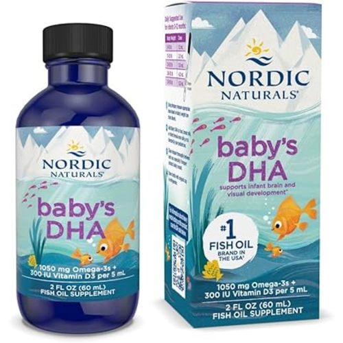 Nordic Naturals Baby’s DHA, Unflavored - 2 oz - 1050 mg Omega-3 + 300 IU Vitamin D3 - Supports Brain, Vision & Nervous System Development in Babies - Non-GMO - Servings May Vary