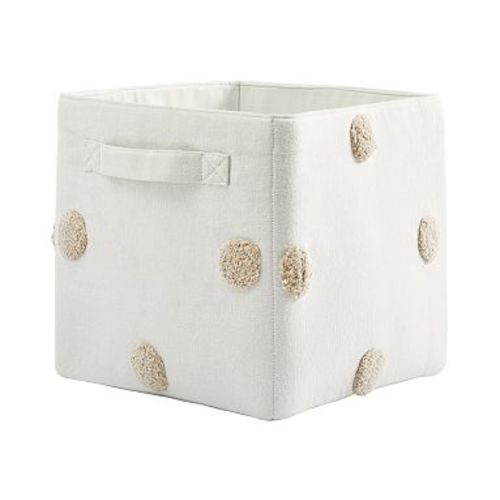 Embroidered Dot Cube Storage, Oatmeal