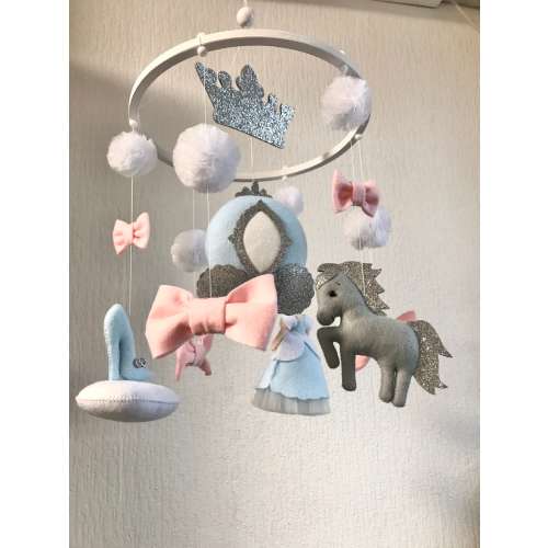 Cinderella Princess baby mobile for girl - Crib mobile - Nursery decor - Hanging mobile - Horse mobile - Carriage mobile - Baby shower gift