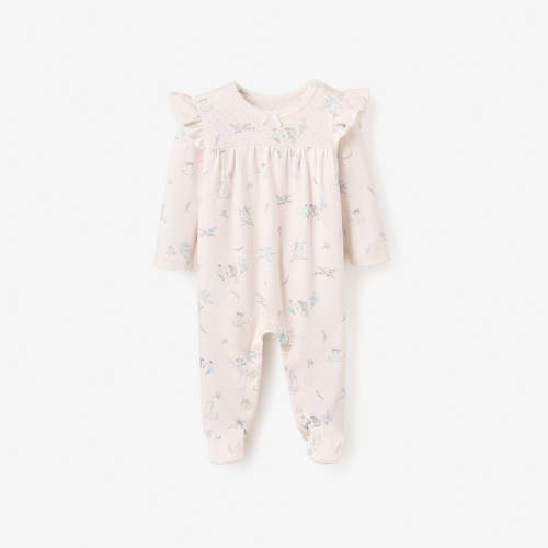 3-6 Months Meadow Mouse Printed Organic Cotton Pointelle Jumpsuit PINK / 3-6M