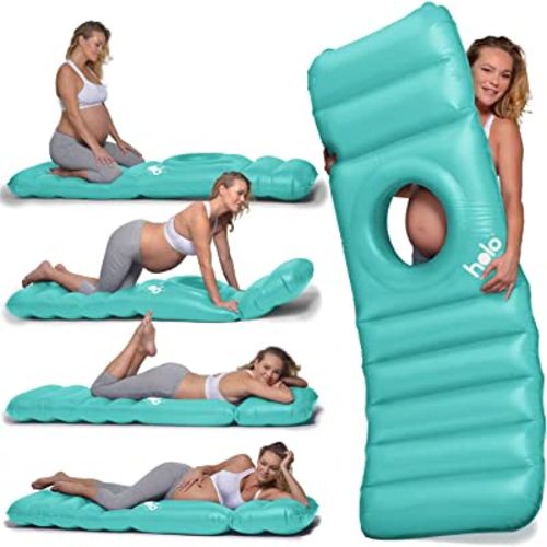 HOLO The Original Inflatable Pregnancy Pillow, Pregnancy Bed + Maternity Raft Float with a Hole to Lie on Your Stomach During Pregnancy, Safe for Land + Water, Mint