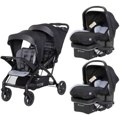 Baby Trend Sit N' Stand Double Stroller 2.0 Dlx And 5 Point Safety Harness & Ez-lift Plus Lightweight Infant Car Seat With Cozy Cover (2 Pack), Stormy