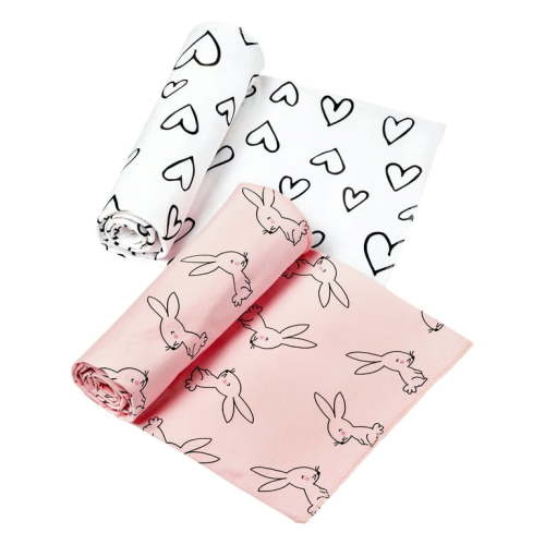 Little Star Modern Blush Baby Girls Pink Super Combed Natural Cotton Swaddle Blankets (2 Count)