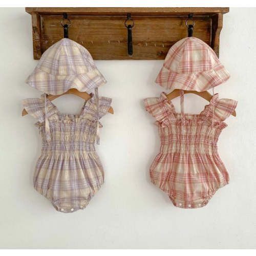 Plaid Ruffle Romper & Hat Set