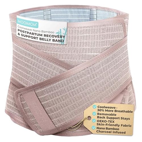 Coolweave Postpartum Belly Band for C-Section Recovery Belt, Breathable Maternity Abdominal Binder with Ergonomic Back Support, Adjustable Belly Wrap for Post Surgery Waist & Core Support