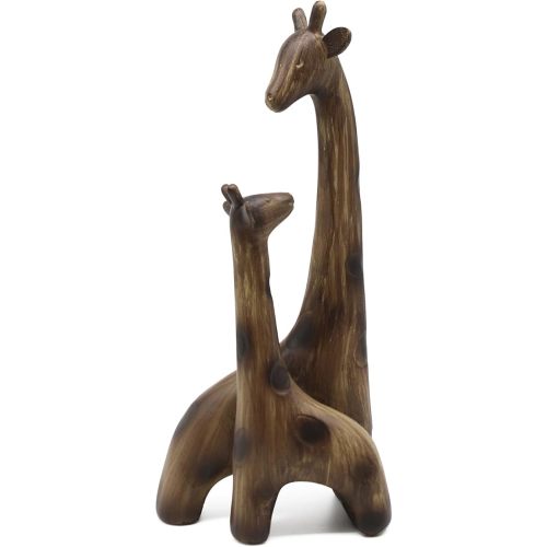 Lukitas Giraffes Statue and Sculpture Decor, Mom-and-Baby Giraffe Figurine, Creative Desktop Decorative Ornaments, Resin 11.5''