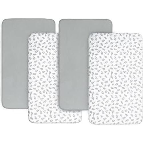 4-Pack Fitted Bassinet Sheets for Boys and Girls - Breathable, Soft Microfiber Baby Bassinet Sheet Universal Fit for Most Rectangle, Oval, Hourglass Bassinet Mattress