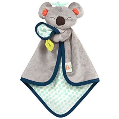 B. toys by Battat BX1565Z B. Toys – B. Snugglies - Fluffy Koko The Koala Security Blanket – Adorable Baby Blankie with Soft Fabric, 12.5" x 8.25" x 2.5"