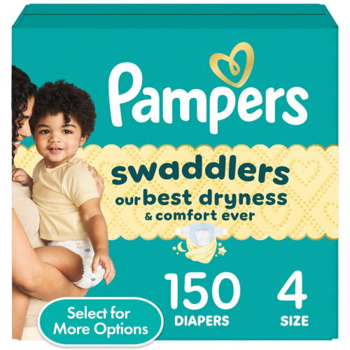 Free Shipping! Pampers Swaddlers Baby Diapers, Size 4, 150 Count, Hypoallergenic, LeakGuard Protection