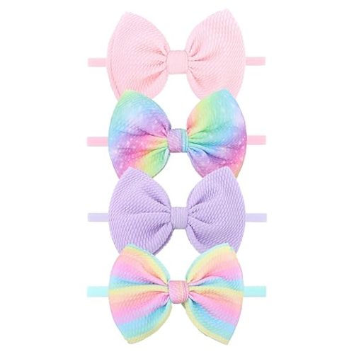 Rainbow Hair Bows for Baby Girls Dreamy Hair Accessories Violet Headbands for Newborn Infant Toddler Babies Outfits Accessory Hair Bands