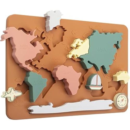 Mr. Pen- Silicone World Map Puzzle, 11.5” x 8.2”, Puzzle for Kids