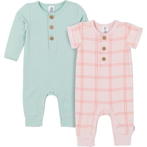 Gerber baby-girls Baby Boys and Baby Girls' 2-pack Long Leg Romper