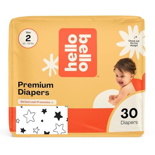 Hello Bello Diapers, Size 2 (10-16 lbs) Superstars, 30 Count of Premium Disposable Baby Diapers, Hypoallergenic with Soft, Cloth-Like Feel