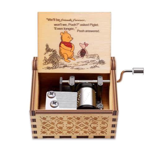 Muzero Gift for Friend Sister Pooh Music Box, Wooden Music Box Long Distance Friendship Gifts for Friends BFF Bestie Coworkers Boyfriend Christmas Birthday Anniversary Play You are My Sunshine