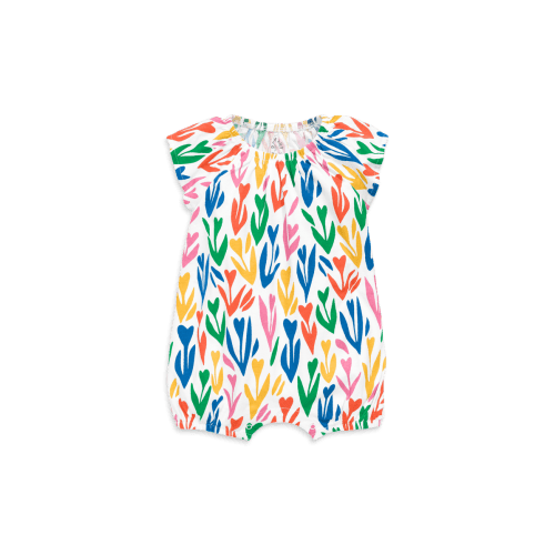 Baby Flutter Sleeve Shortie In Rainbow Tulip Fields, 0-3M