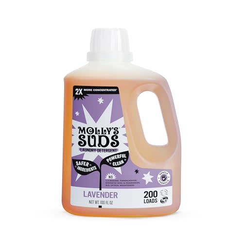 Molly's Suds Liquid Laundry Detergent | Clean Laundry Detergent Soap for Sensitive Skin | 2x Concentrated, High Efficiency (HE) (Lavender - 200 Loads)