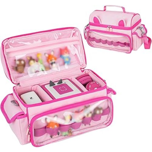 Carrying Case Compatible with Toniebox 2 & 1 Starter Set,Cute Storage Bag for Tonies Figures Characters,Tonies Headphones & Accessories, Pink(Bag Only)