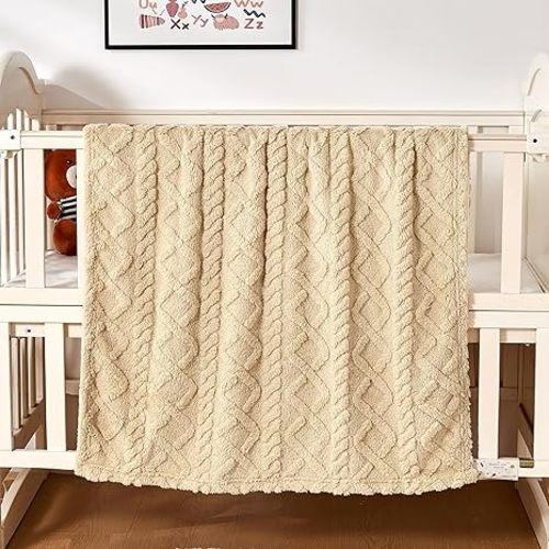 Sherpa Fleece Baby Blanket, Ultra Soft Fluffy Premium Baby Blankets for Boys Girls, Cozy Infant Toddler Newborn Receiving Blankets for Crib Stroller 30”×40” (Khaki)