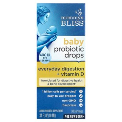 Mommy's Bliss Baby Probiotic Drops + Vitamin D, Newborn+, 0.34 fl oz (10 ml)
