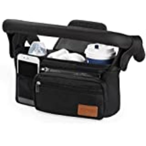 Stroller Organizer Non Slip Straps Stroller Caddy With Cup Holder, Stroller Bag for Phone, Pet Stroller Accessories, Universal Fits Uppababby Vista v2 Wonderfold Wagon, Doona and More
