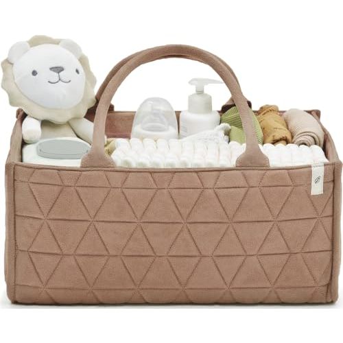 ABCOOD. Baby Diaper Caddy Organizer Soft Nursery Storage Basket for Changing Station Girl and Boy - Baby Registry Must Haves Newborn Essentials - Gift for Baby Shower Car Caddy Organizer (Macchiato)