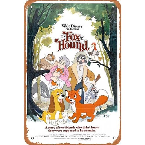 Metal Tin Sign 8 X 12 Inch - The Fox and the Hound (#1 of 3) 1981 - Poster Metal Plaque Cafe, Bar, Home Wall Decor