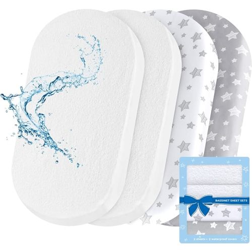 Bassinet Sheets & Waterproof Bassinet Mattress Pad