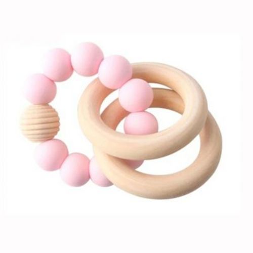 Embe Silicone Beaded Teether Bangles, Pink Cotton Candy, M/l