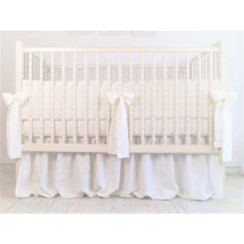White Linen Crib Bedding Set - MOODS – Moods The Linen Store