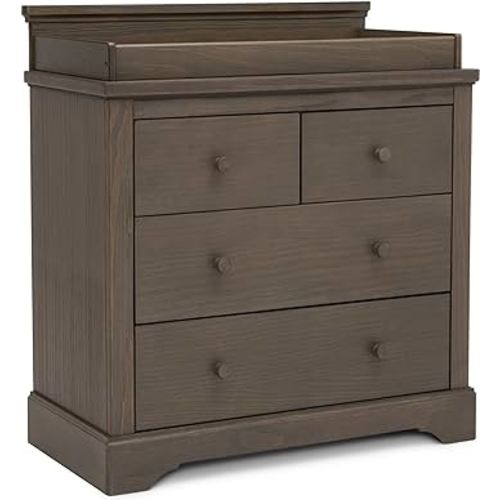 Simmons Kids Paloma 4 Drawer Dresser with Changing Top and Interlocking Drawers - Greenguard Gold Certified, Rustic Grey